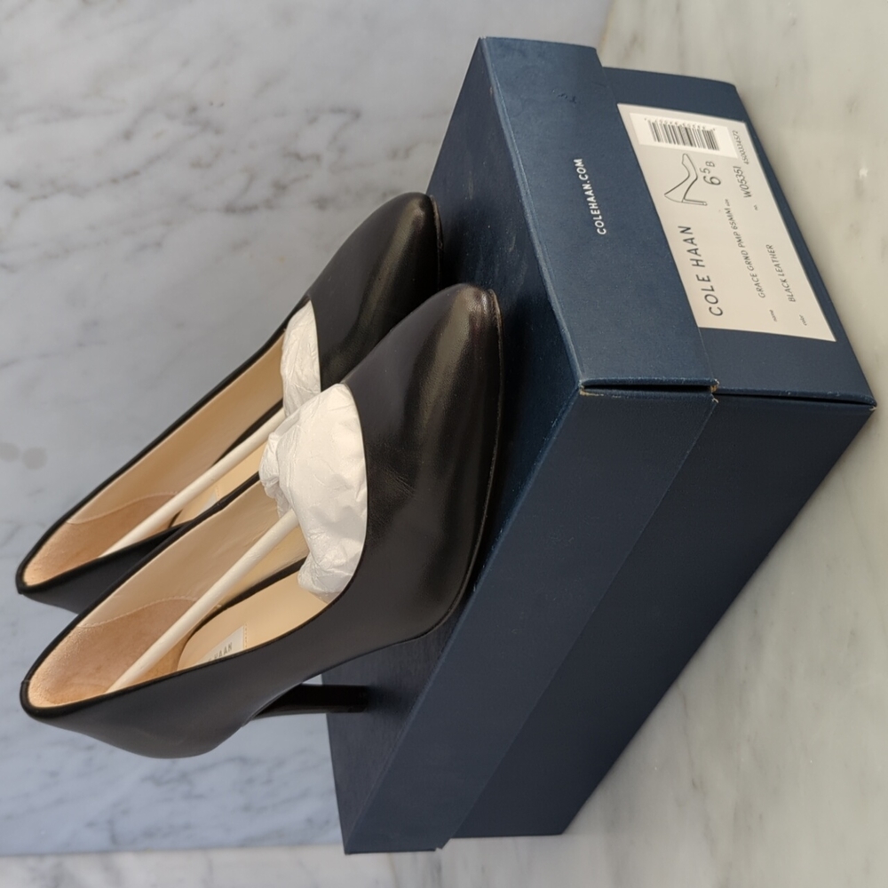 Cole Haan black leather Grace Grand Pump 65mm, size 6.5